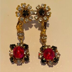 Miriam Haskell vintage rhinestone dangle earrings